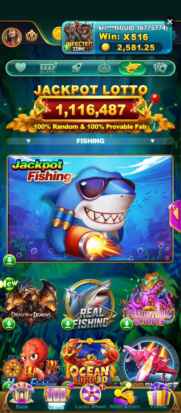 Jaiho Arcade reward screen